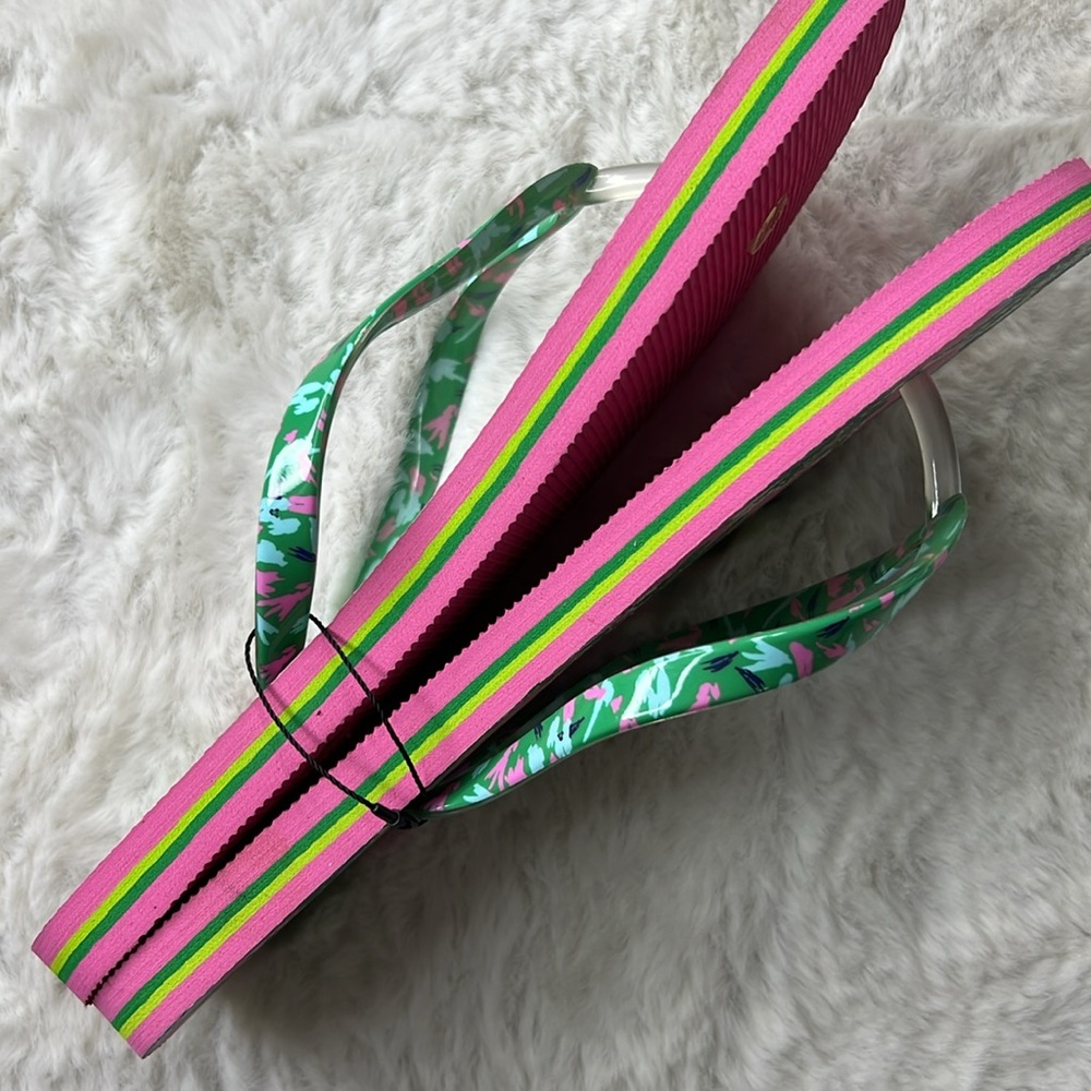 VERA BRADLEY Marion Floral Flip Flops NEW Tropical Sandal Thongs Summer MED  7-8 - Picture 10 of 15